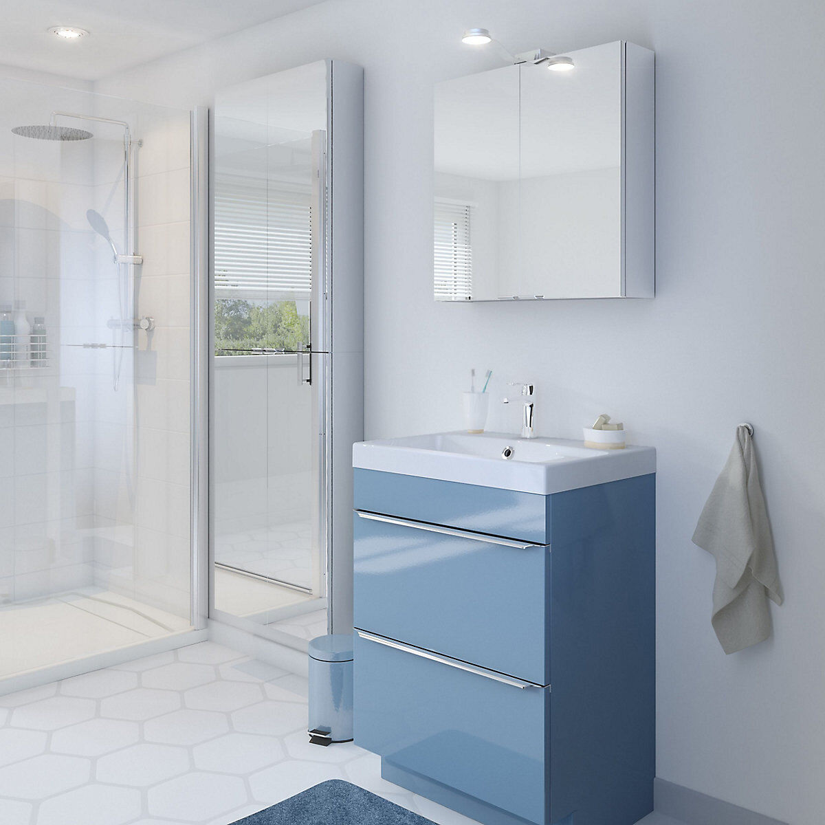 Imandra Tall Matt Mirror Effect Double Bathroom Cabinet Mirrored (H)900mm (W)600