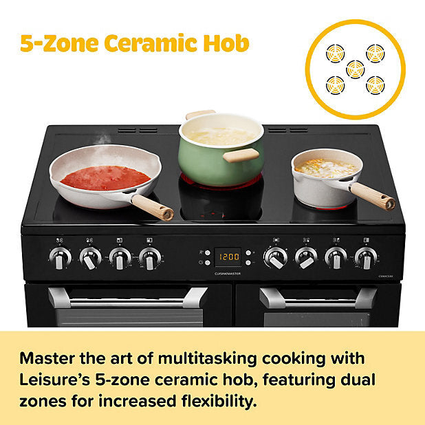 Leisure CS90C530K Freestanding Electric Range Cooker with Ceramic Hob - Black