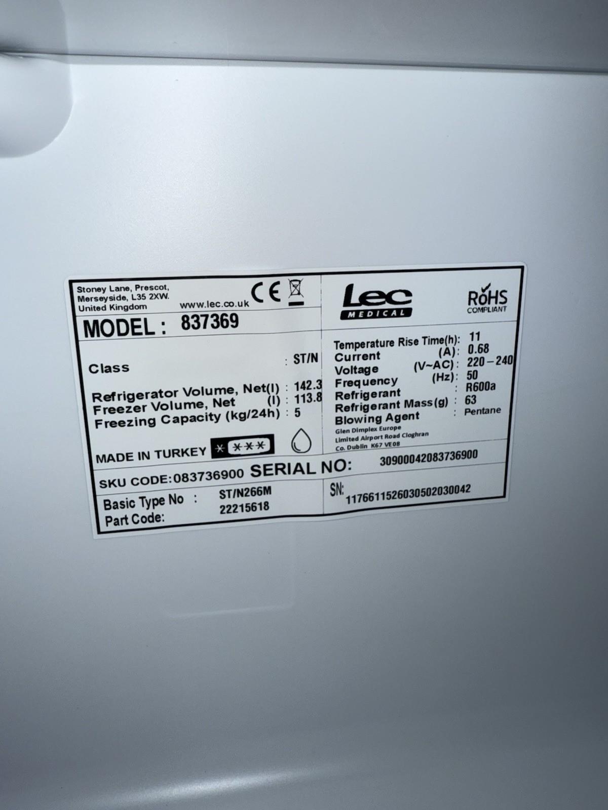 LEC Fridge Freezer Combi Model 837369 - White