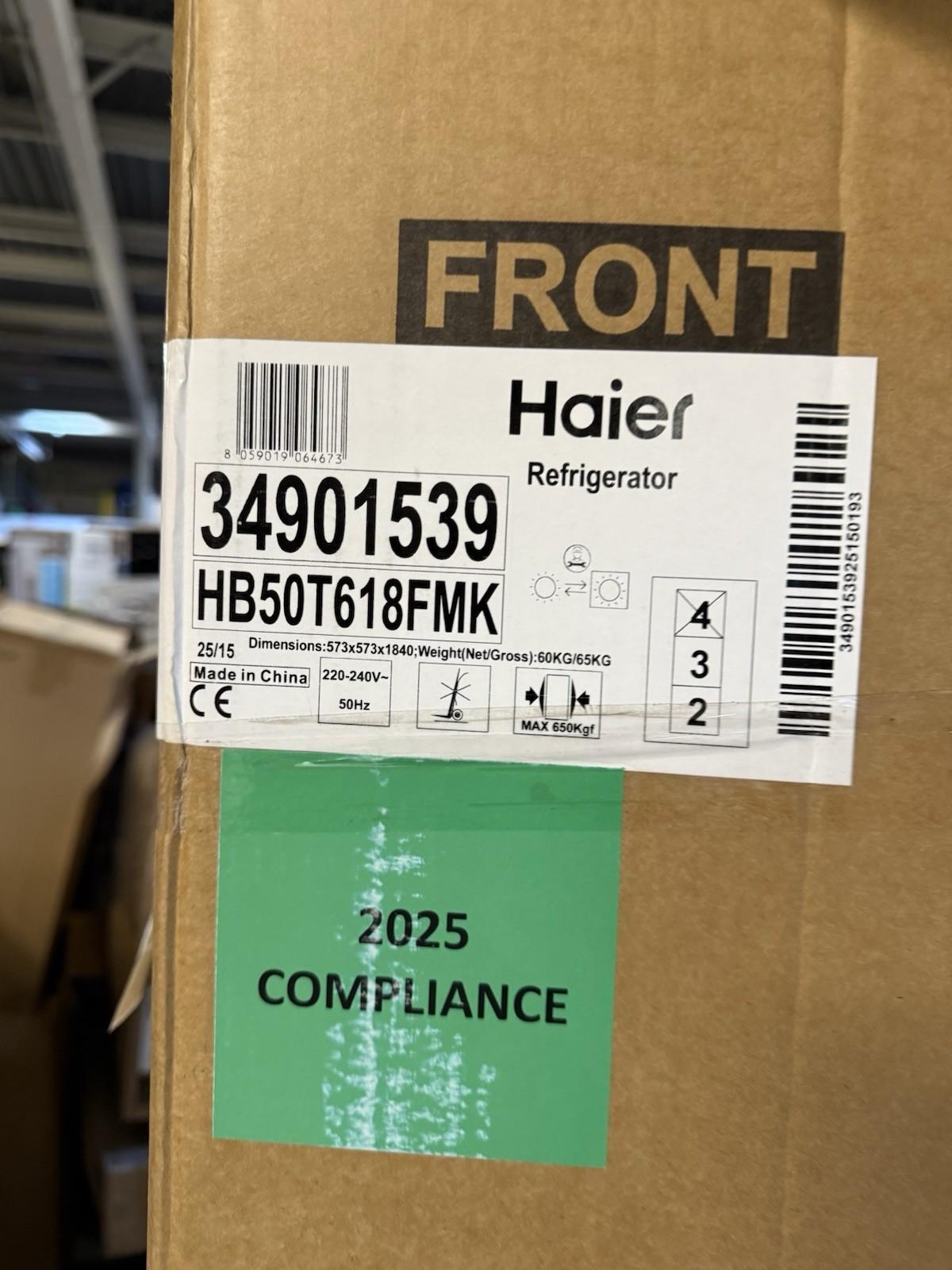 Haier HB50T618FMK 50:50 Traditional Integrated Frost Free Fridge Freezer - White