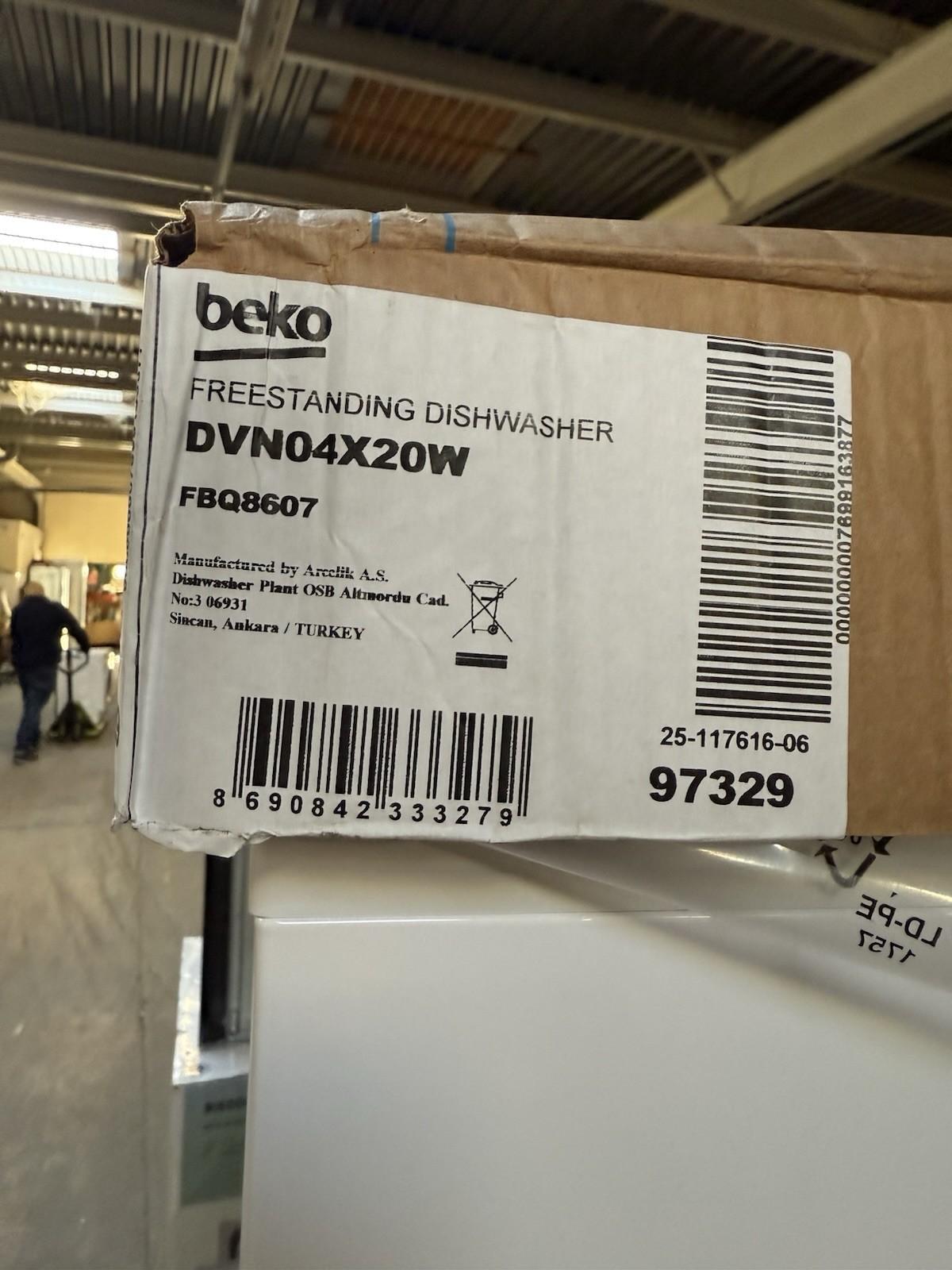Beko DVN04X20W Full-size Dishwasher, 13 Place Settings, White, E Rated