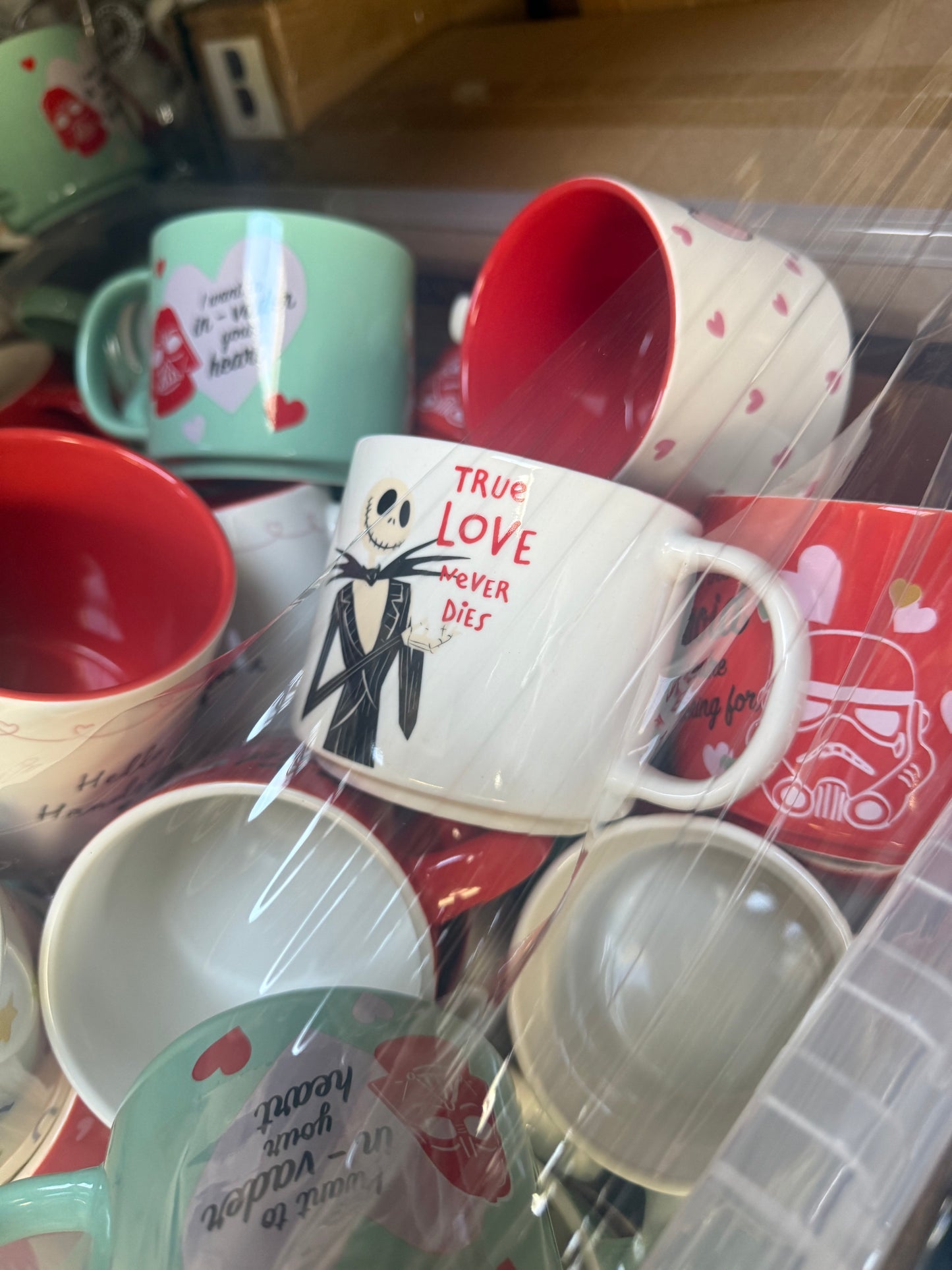 Colorful seasonal mugs wholesale pallet with various designs and characters for bulk purchase