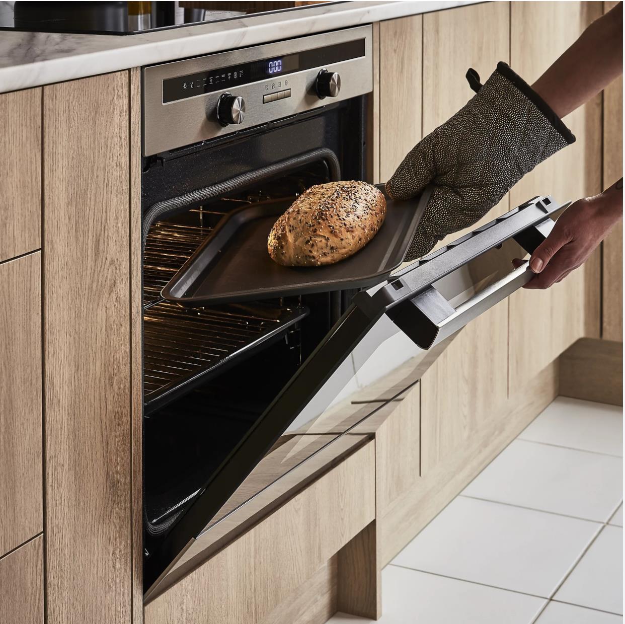 Cooke & Lewis CLPYSTa Built-in Single Pyrolytic Oven - Brushed Black & Grey