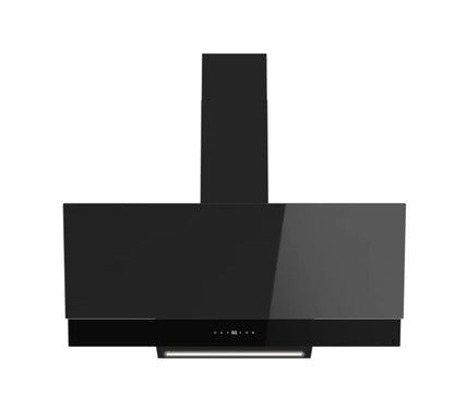 GoodHome AirSensor GHAG90ASBL Black steel & glass Angled Cooker hood (W)89.8cm -