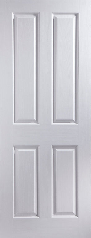 Painted 4 Panel White Woodgrain Effect Internal Door (H)1981mm (W)686mm (T)35mm