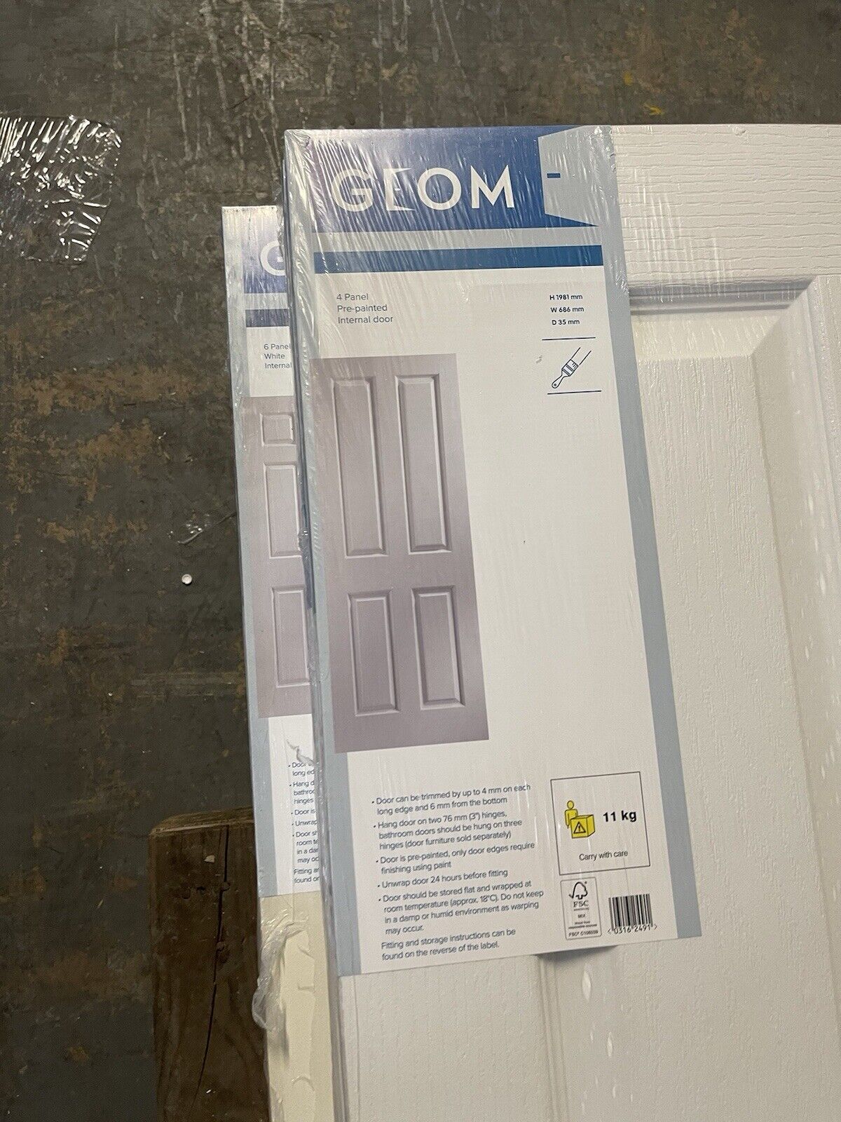Painted 4 Panel White Woodgrain Effect Internal Door (H)1981mm (W)686mm (T)35mm