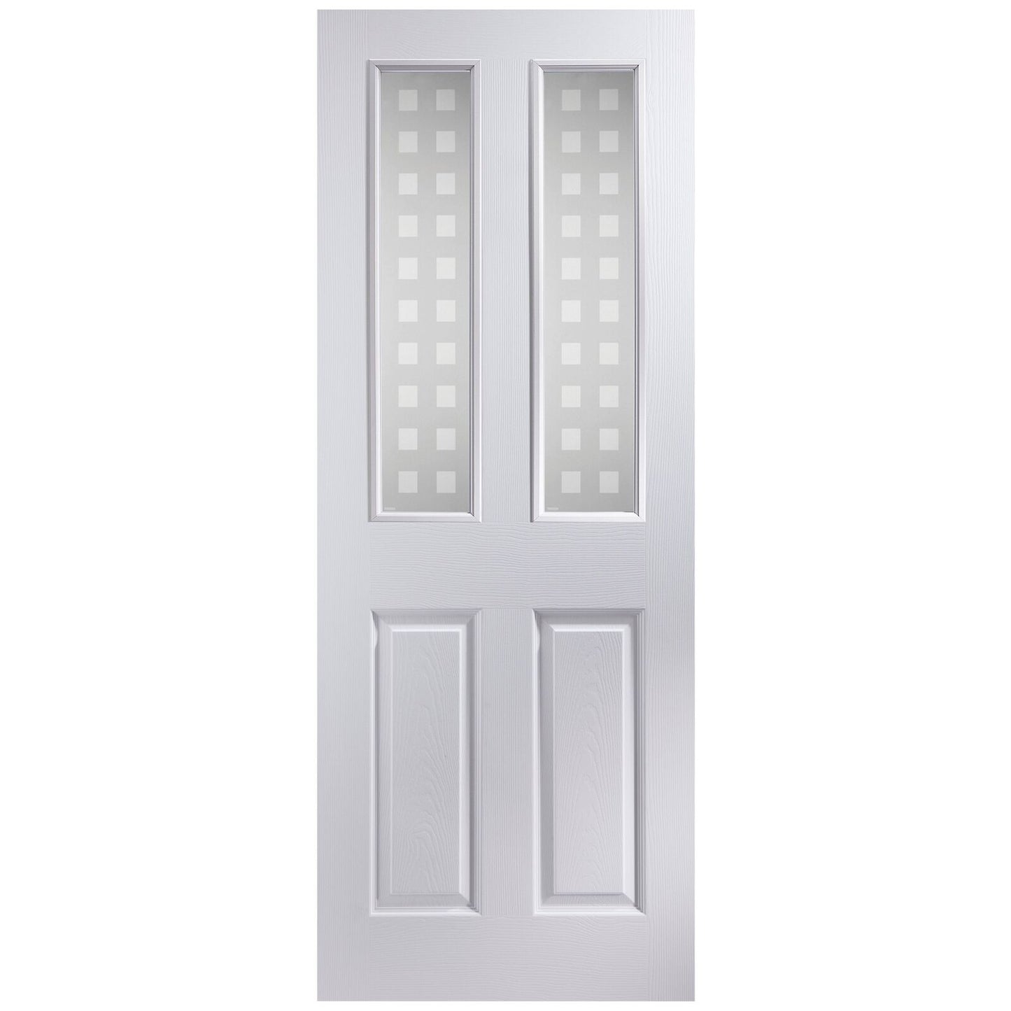Painted 4 Panel Frosted Glazed White Woodgrain Effect Internal Door 1981 x 686mm