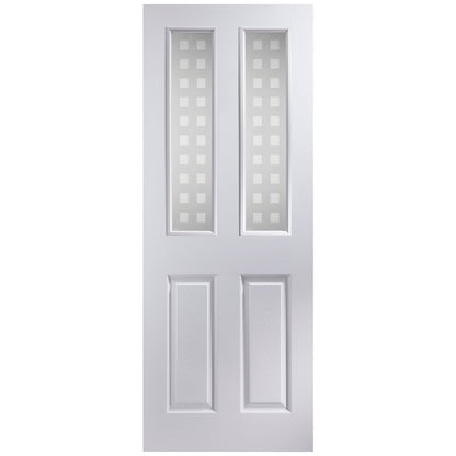 Painted 4 Panel Frosted Glazed White Woodgrain Effect Internal Door 1981 x 686mm