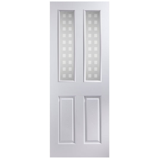 Painted 4 Panel Frosted Glazed White Woodgrain Effect Internal Door 1981 x 686mm