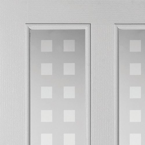 Painted 4 Panel Frosted Glazed White Woodgrain Effect Internal Door 1981 x 686mm