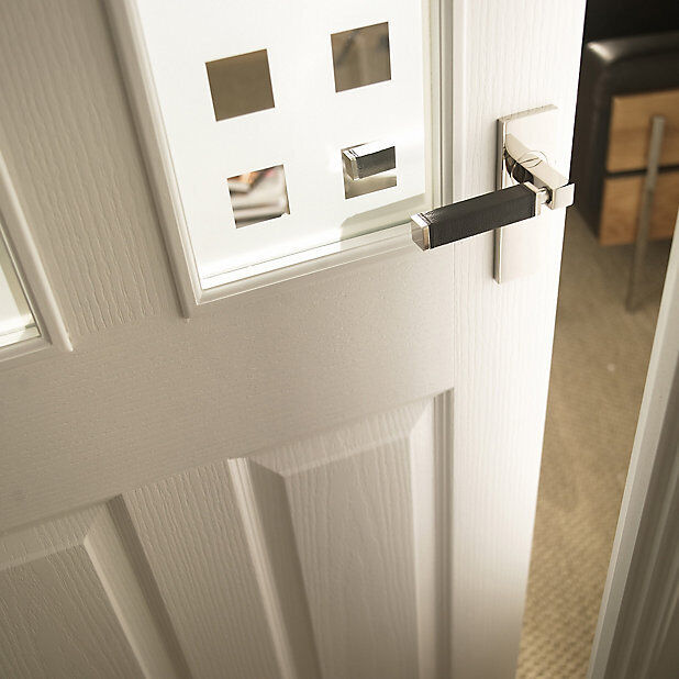 Painted 4 Panel Frosted Glazed White Woodgrain Effect Internal Door 1981 x 686mm