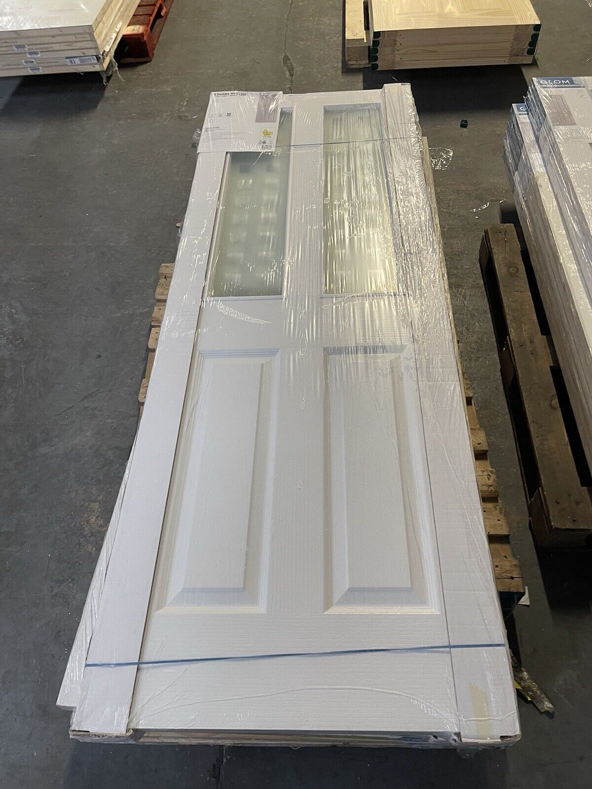 Painted 4 Panel Frosted Glazed White Woodgrain Effect Internal Door 1981 x 686mm