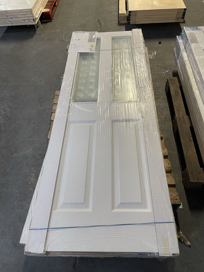 Painted 4 Panel Frosted Glazed White Woodgrain Effect Internal Door 1981 x 686mm