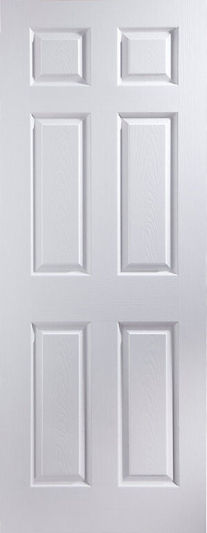 6 Panel Contemporary White Woodgrain Effect Internal Door (H)2032mm (W)813mm