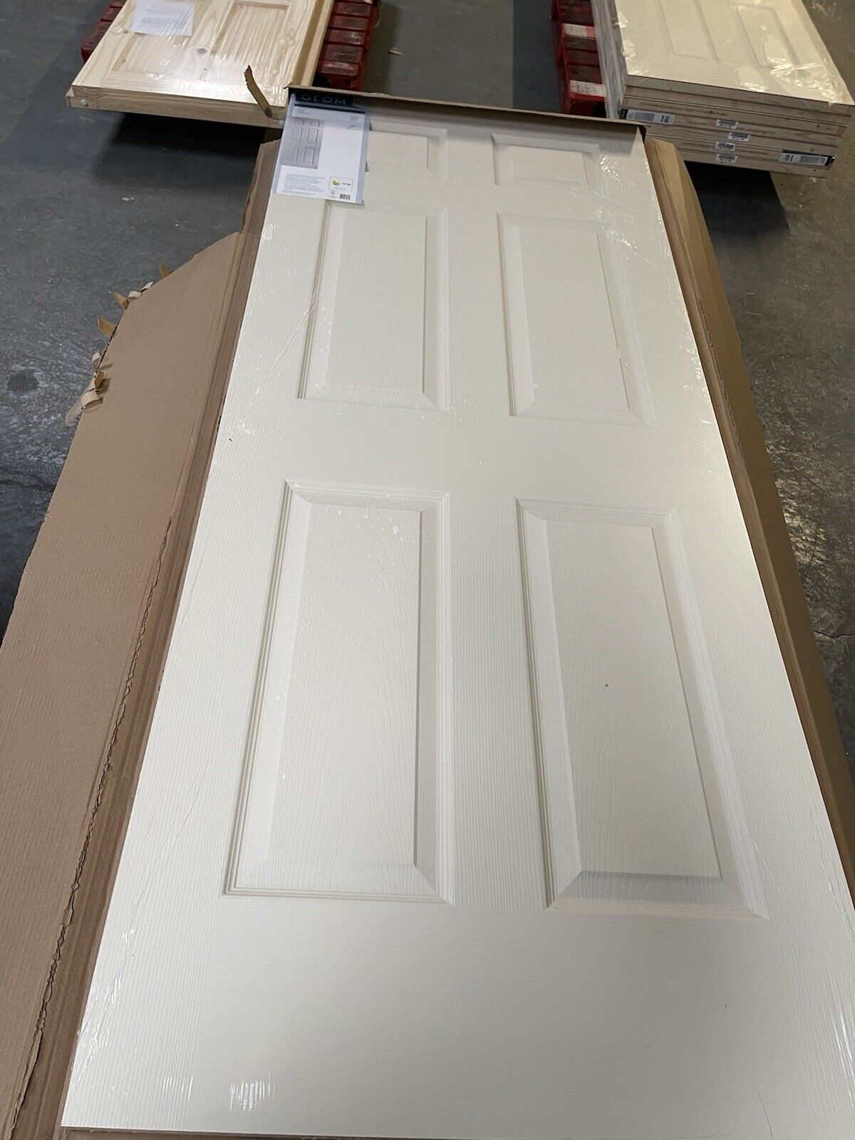 6 Panel Contemporary White Woodgrain Effect Internal Door (H)2032mm (W)813mm