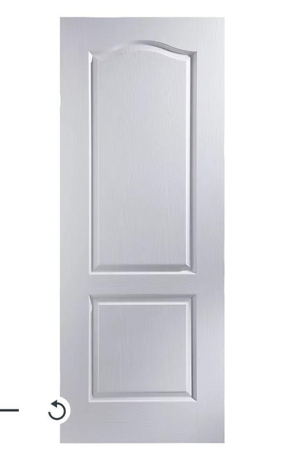 Arched 2 Panel White Woodgrain Effect Internal Door, (H)2040mm (W)726mm (T)40mm