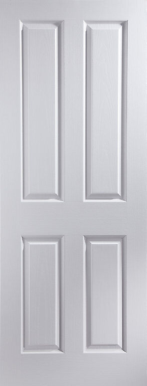 4 Panel White Woodgrain Effect Internal Door, (H)1981mm (W)610mm (T)35mm