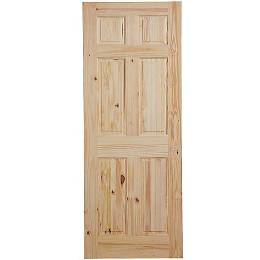 6 Panel Unglazed Victorian Internal Knotty Pine Door (Choose Size)