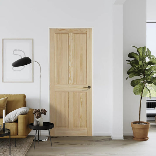 4 Panel Victorian Natural Pine veneer Internal Timber Door 2040 x 826 x 40mm