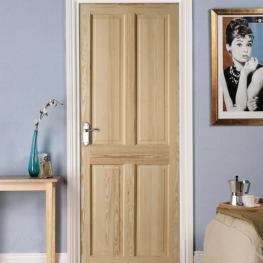 4 Panel Victorian Natural Pine veneer Internal Timber Door 2040 x 826 x 40mm