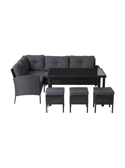 Black Orlando Outdoor Corner Sofa Dining Set 5 Piece RRP £499