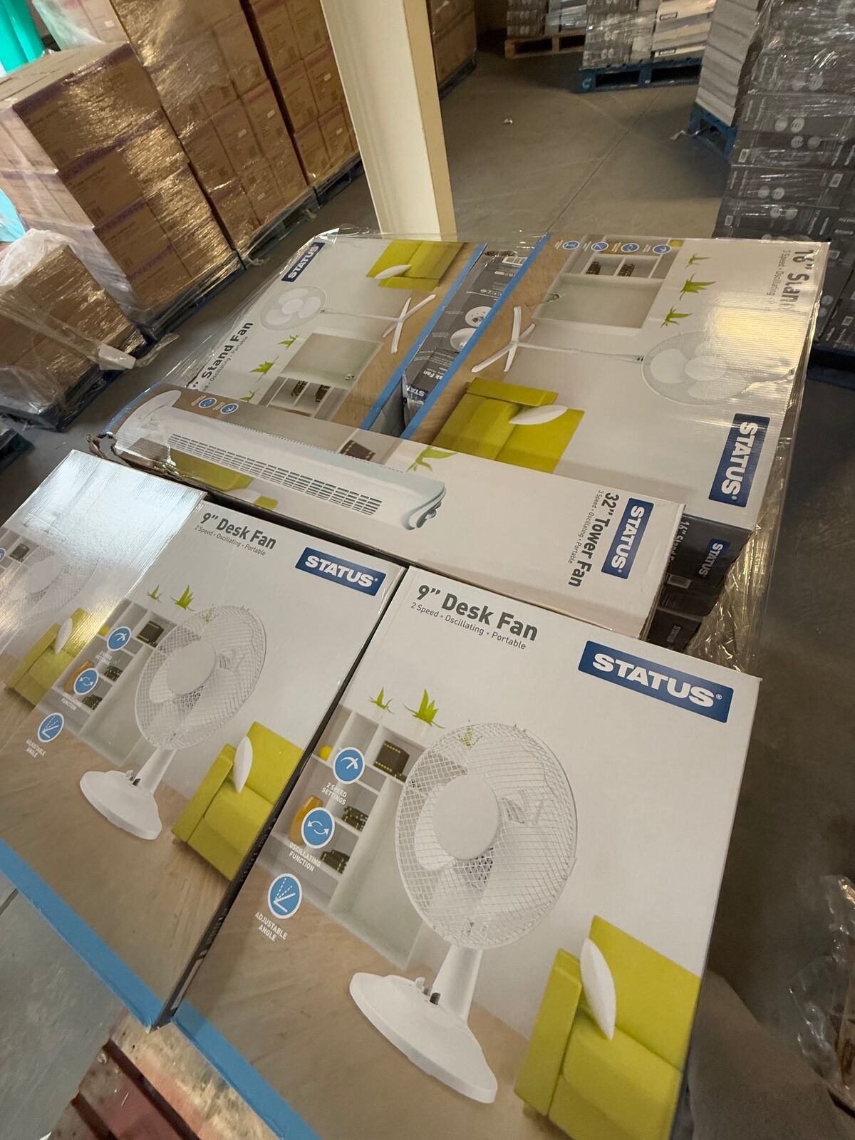 Fans Pallet Brand New Overstock Damaged Boxes - 66 Fans in Total