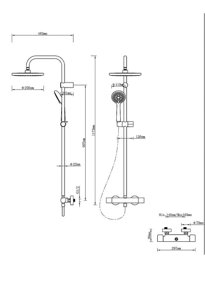 GoodHome Cavally Wall-mounted Diverter Shower