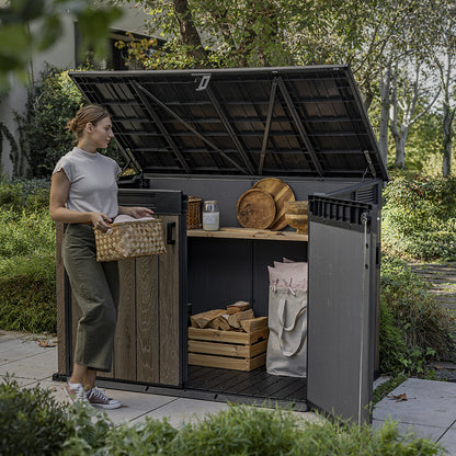 Keter Signature Decocoat Walnut 2020L Pent Garden storage 6x3 ft H)1325mmW) 1905