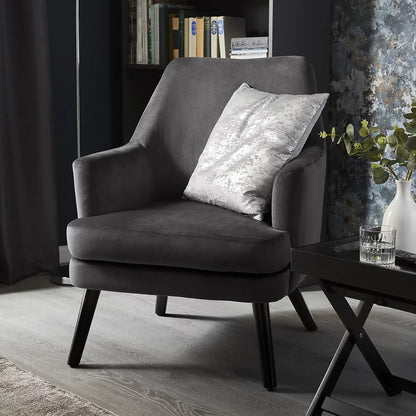 Kenver Dark grey Velvet effect Relaxer chair (H)895mm (W)720mm (D)735mm