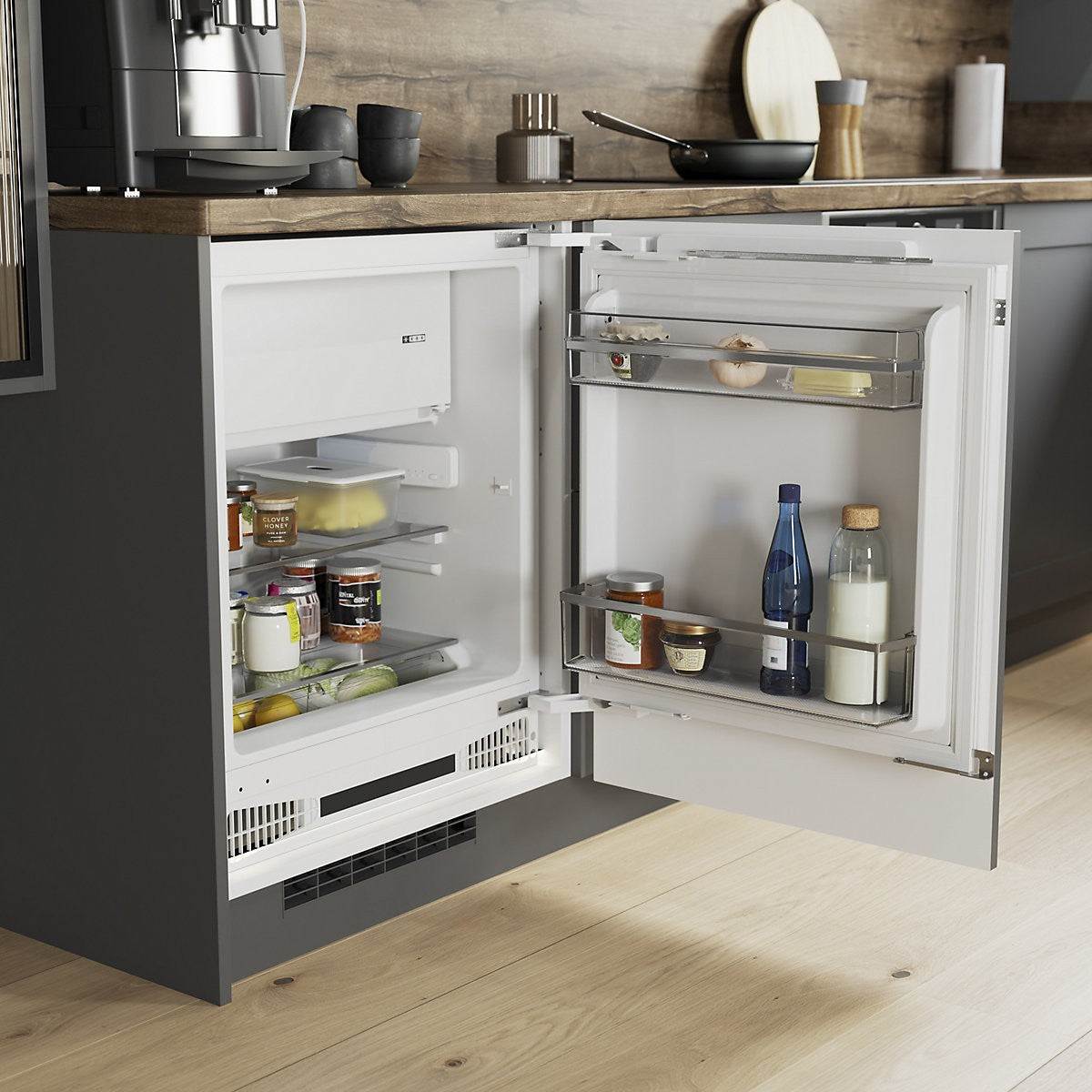GoodHome GHBUFFUKa Classic Integrated Fridge Freezer - Gloss White