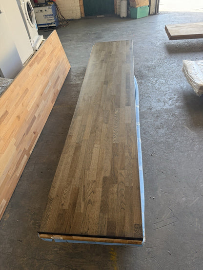 GoodHome 38mm Orin Satin Onyx Oak Veneered Chamfered Kitchen Worktop, (L)3000mm