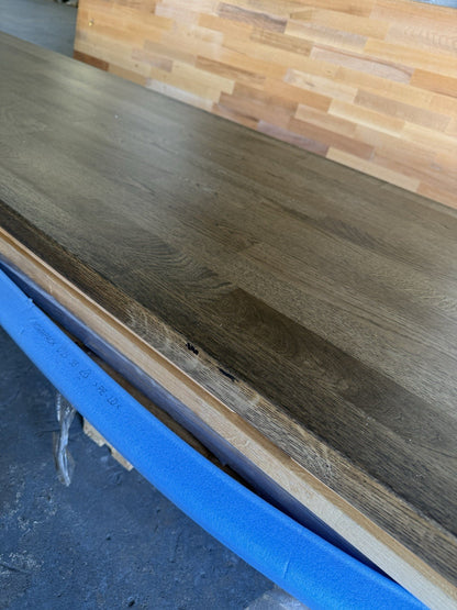 GoodHome 38mm Orin Satin Onyx Oak Veneered Chamfered Kitchen Worktop, (L)3000mm