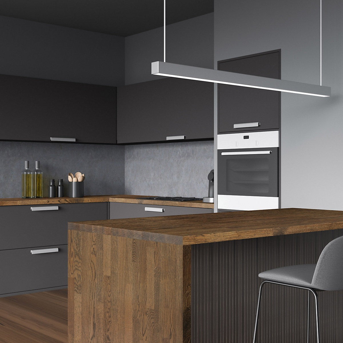 GoodHome 38mm Orin Satin Onyx Oak Veneered Chamfered Kitchen Worktop, (L)3000mm