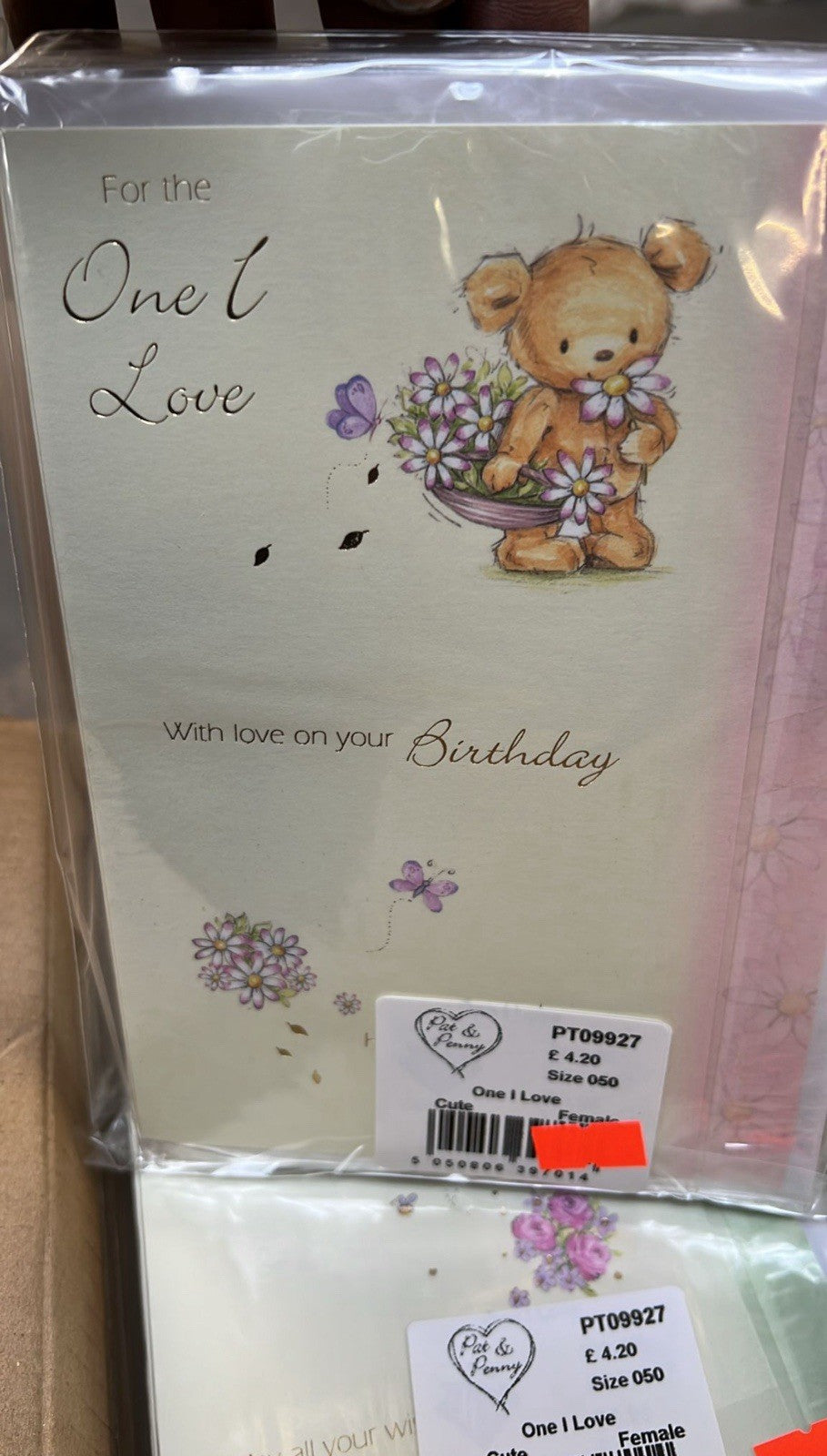 Ironbridge and Sons Ltd One I Love birthday card with teddy bear and flowers pack bulk greeting cards wholesale