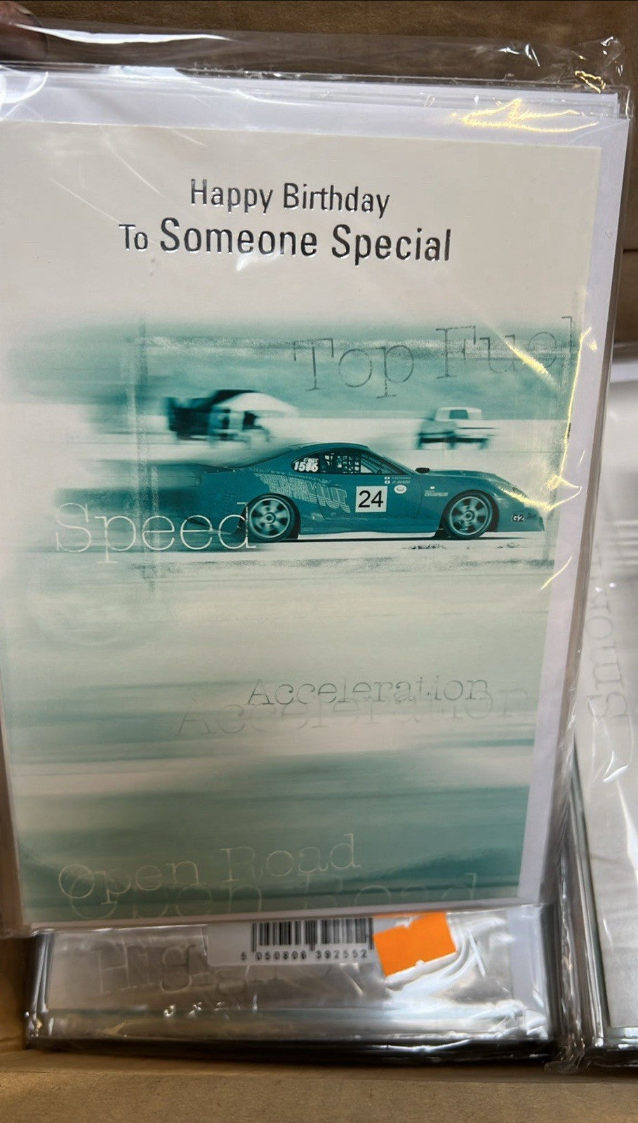 Blue racing car Happy Birthday To Someone Special greeting card by Ironbridge and Sons Ltd bulk greeting cards wholesale