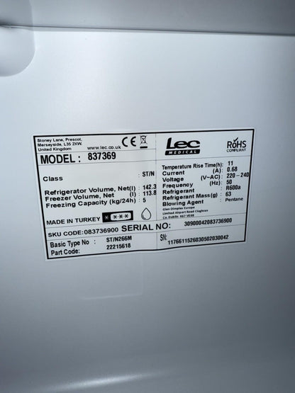 LEC Fridge Freezer Combi Model 837369 - White