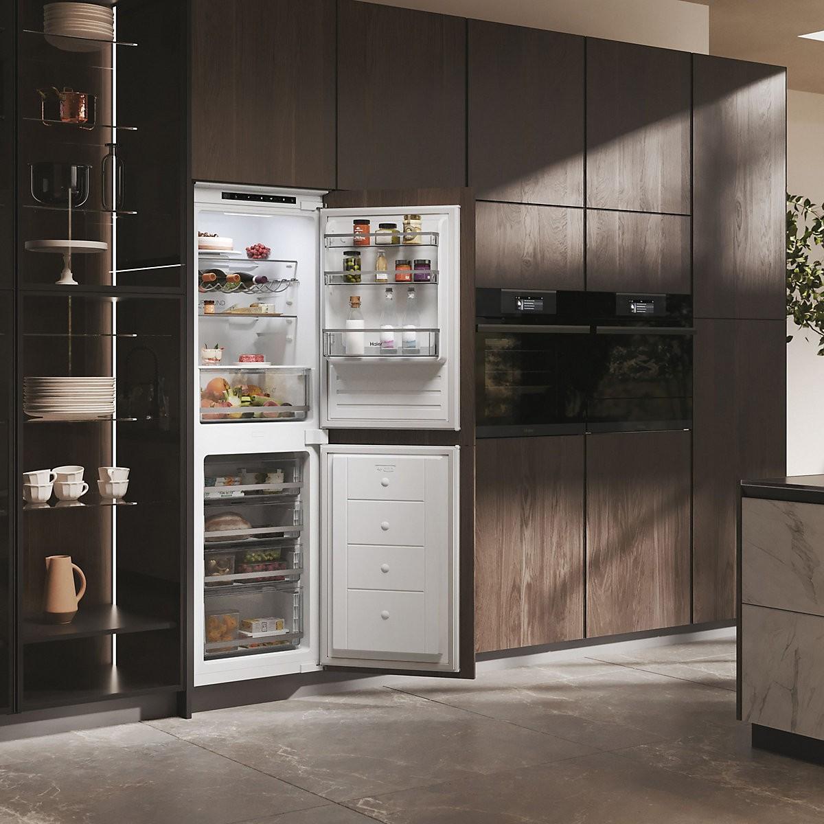 Haier HB50T618FMK 50:50 Traditional Integrated Frost Free Fridge Freezer - White