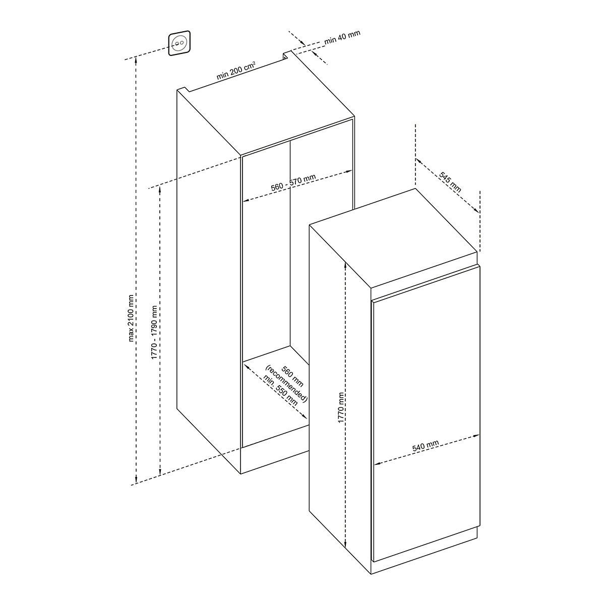 GoodHome GHBITFRUK Built-in Tall Fridge - Gloss White RRP £398