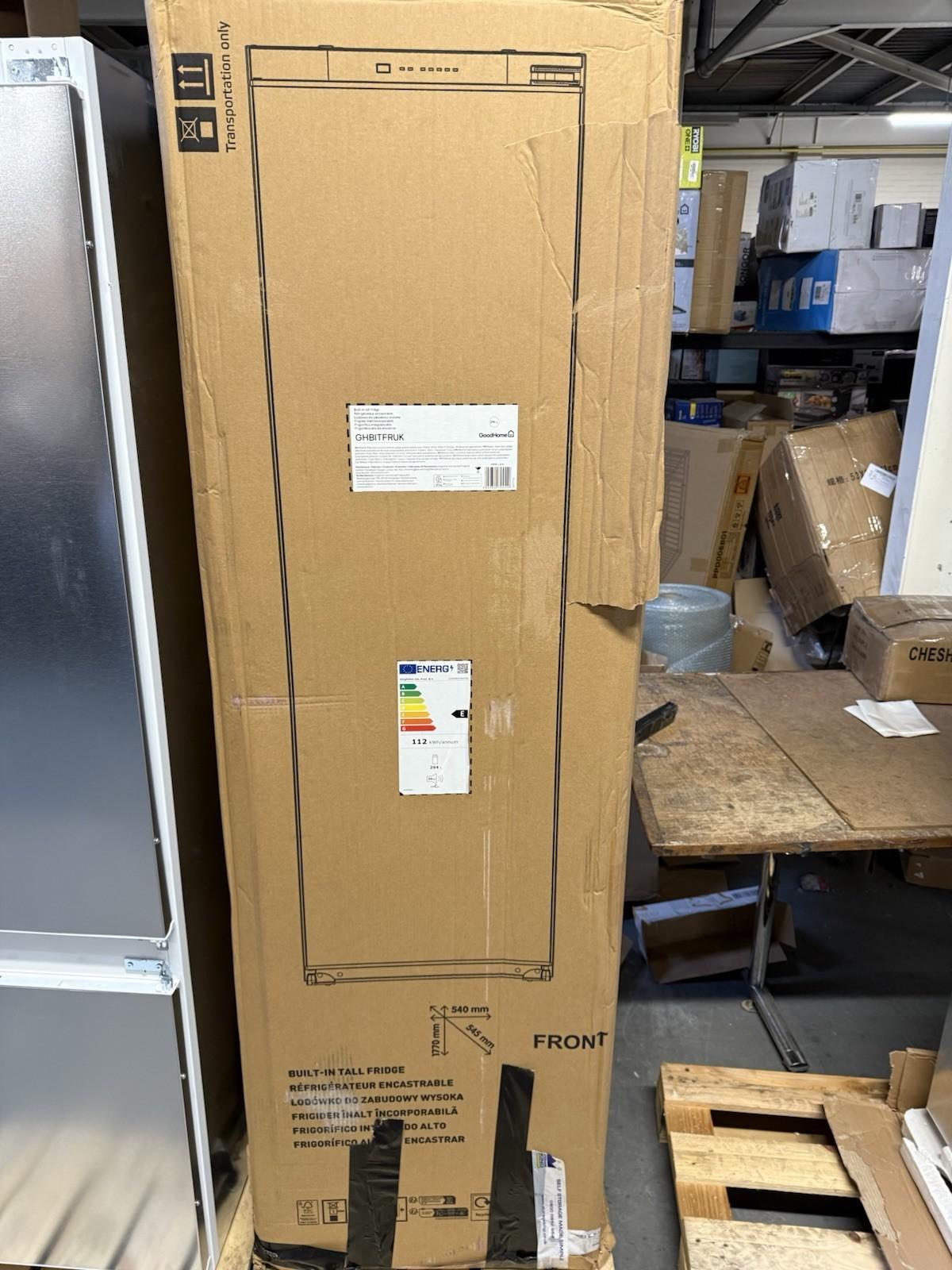 GoodHome GHBITFRUK Built-in Tall Fridge - Gloss White RRP £398