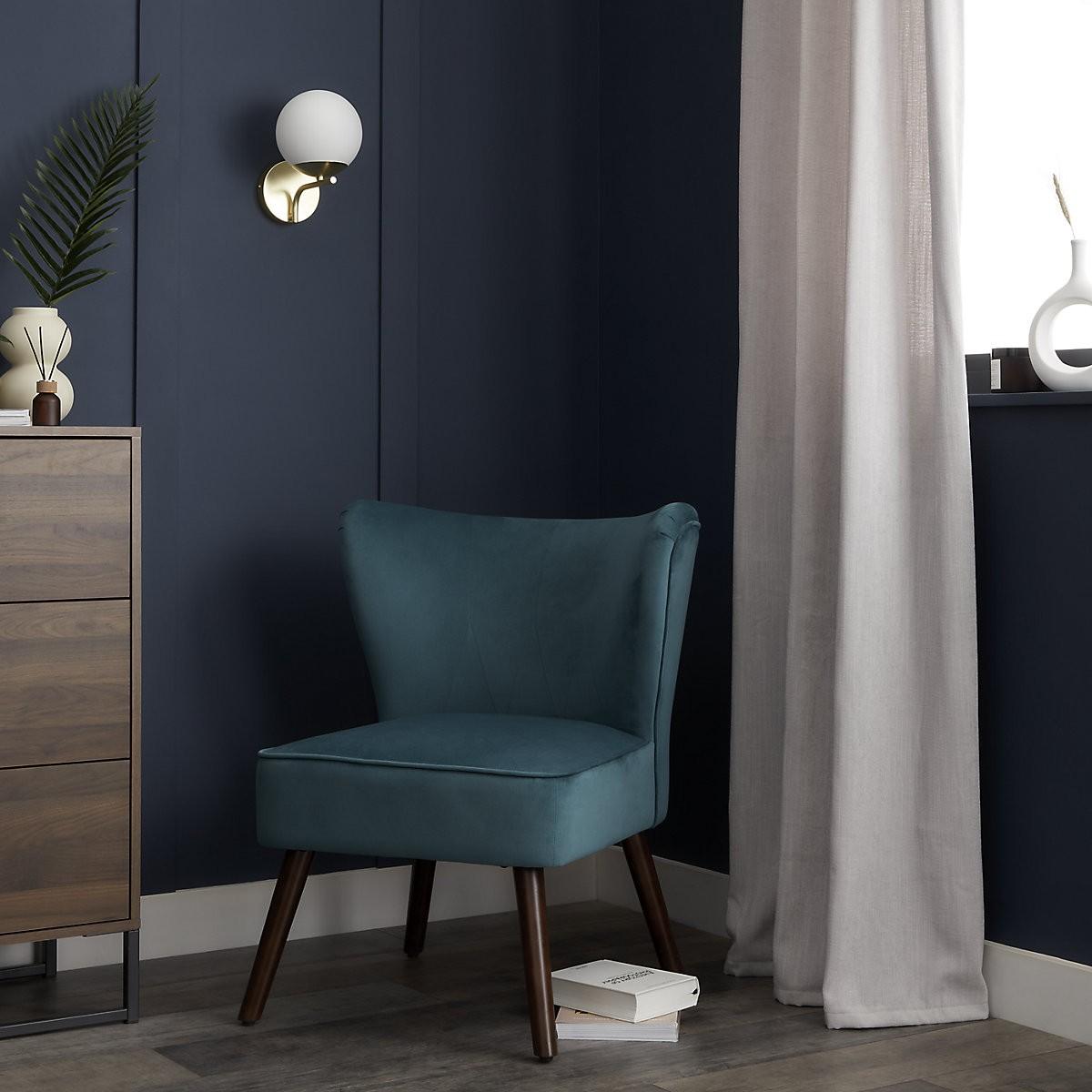 Zorita Teal Velvet Effect Occasional Chair (H)830mm (W)650mm (D)715mm