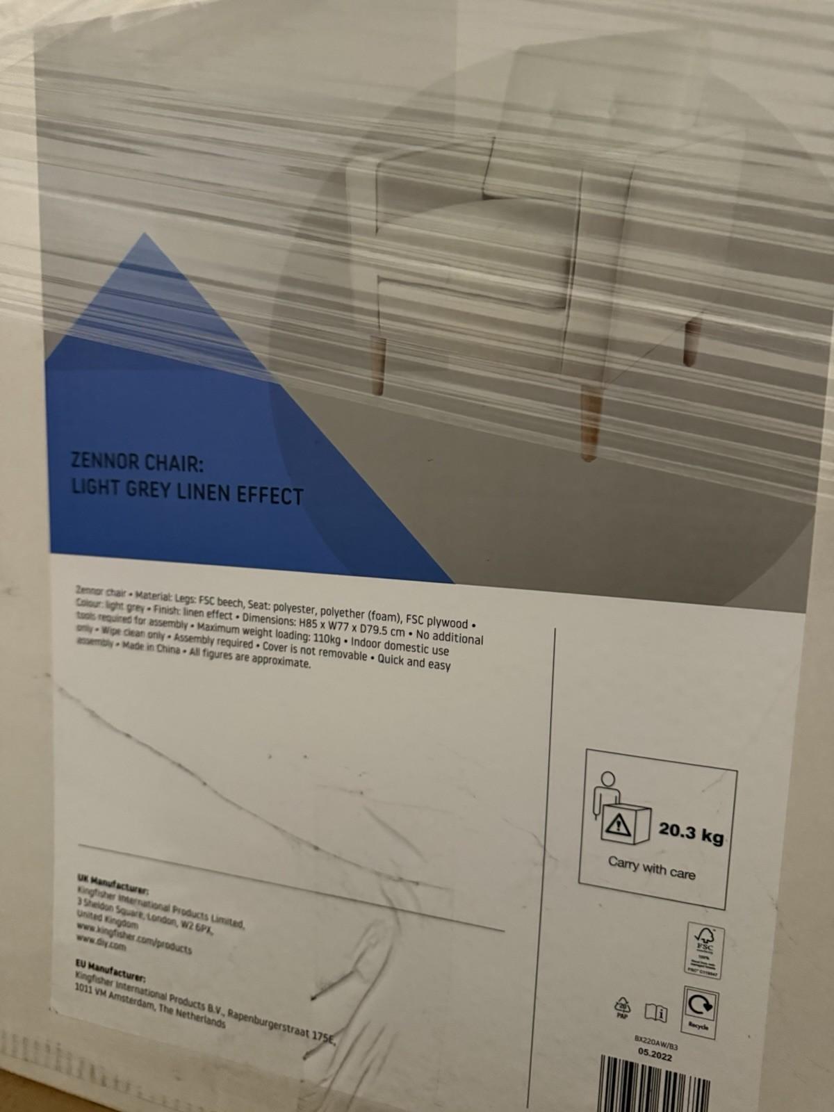 Zennor Light Grey Linen Effect Relaxer Chair (H)850mm (W)770mm (D)795mm