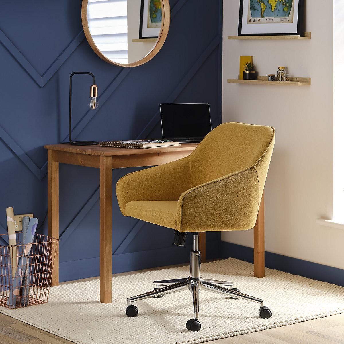 Arvor Yellow Linen effect Office Chair (H)945mm (W)620mm (D)640mm