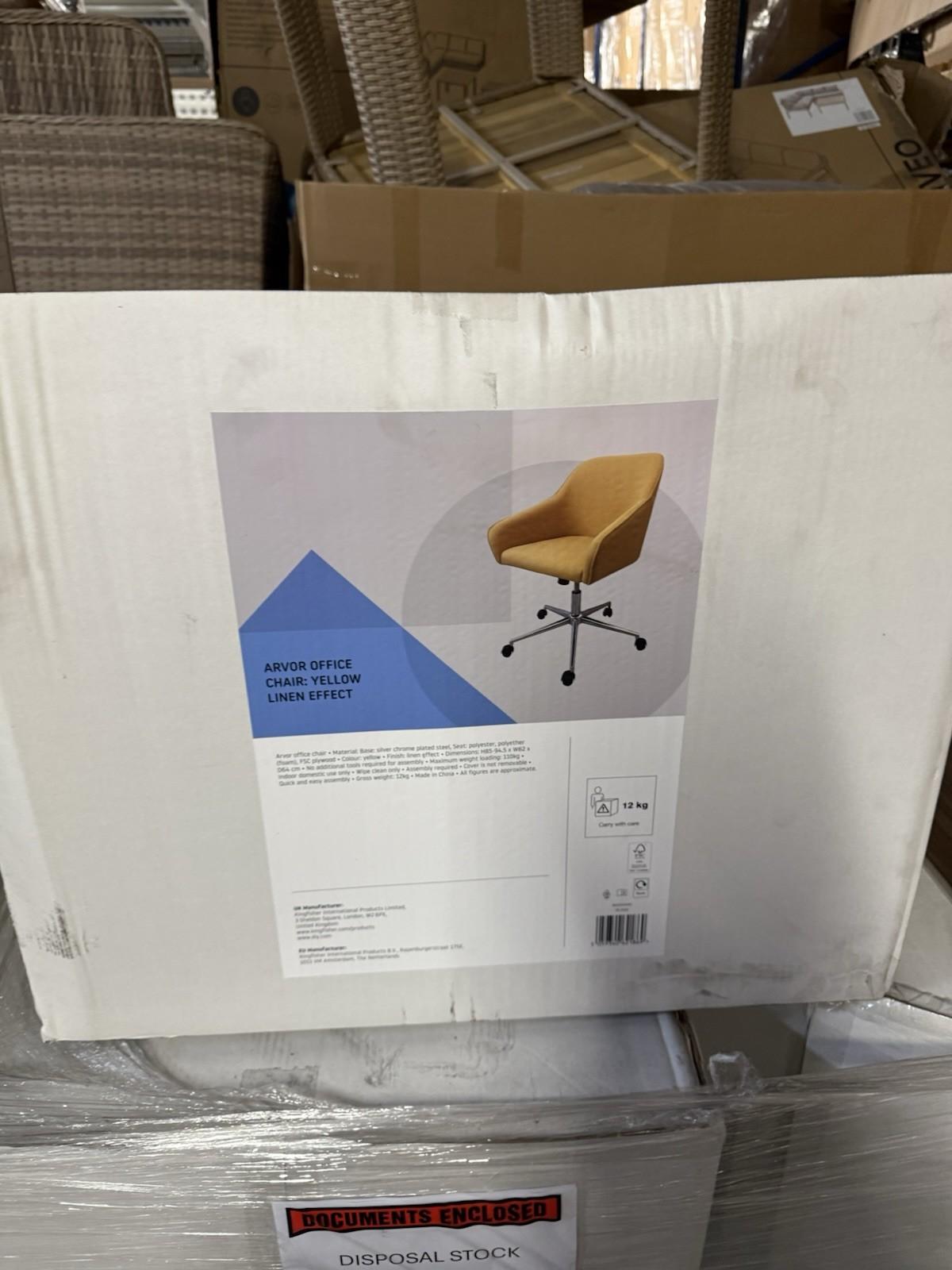 Arvor Yellow Linen effect Office Chair (H)945mm (W)620mm (D)640mm