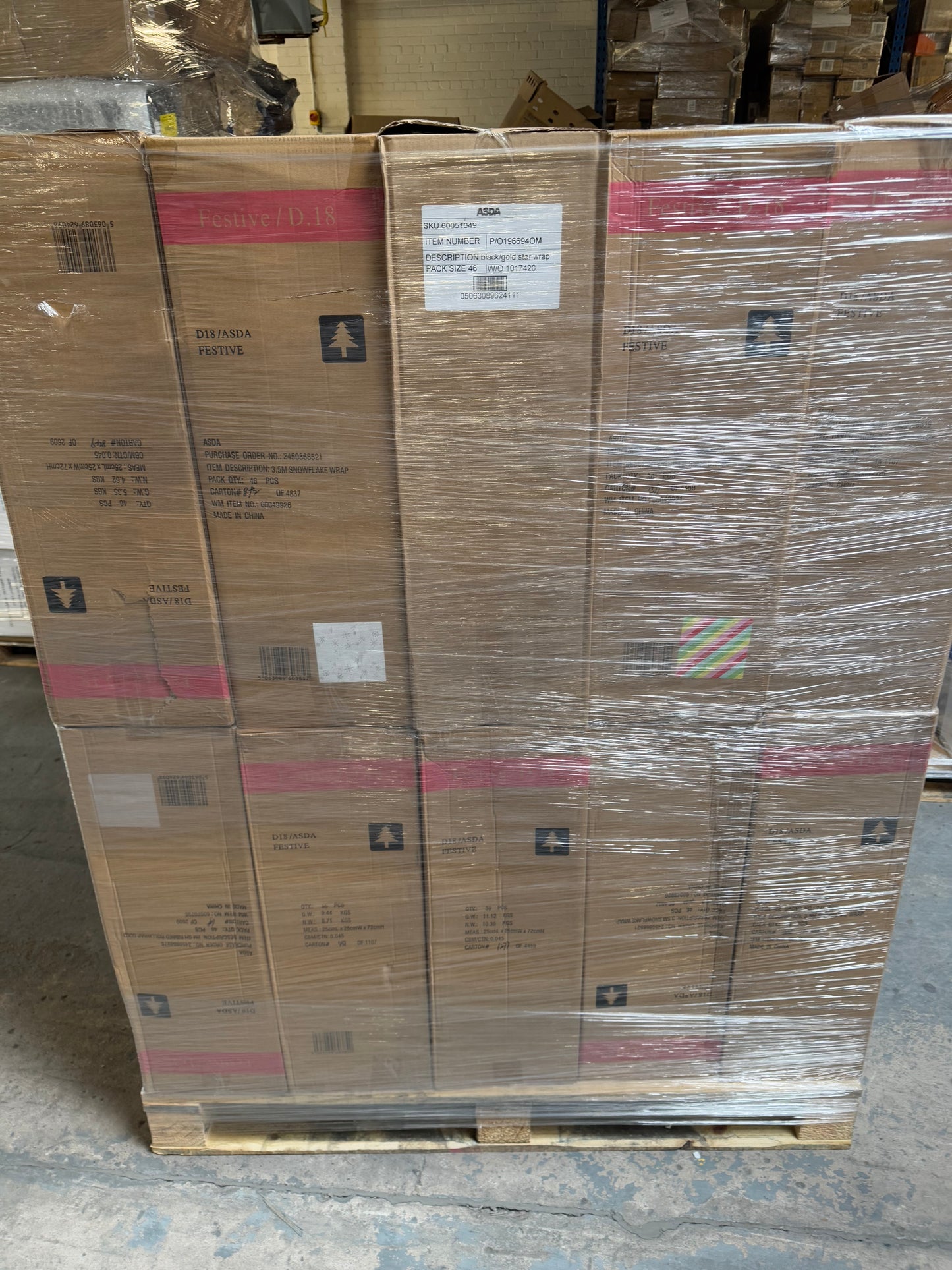 🎁 Christmas Wrapping Paper Pallet Joblot Wholesale Stock Brand New Overstock 1200+ Rolls 🎄