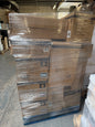 Stacked boxes on a pallet wrapped in plastic, representing Christmas Stock Wholesale Pallet for bulk distribution