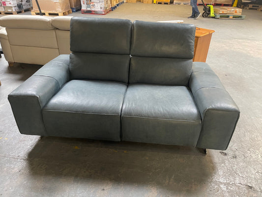 Arighi Bianchi 2 Seater Electric Recliner Sofa Leather - Blue (Adapter Missing)