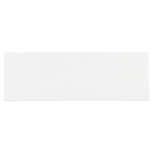 Plain White Matt New Wave Ceramic Wall Tile, Pack of 8, (L)600mm (W)200mm